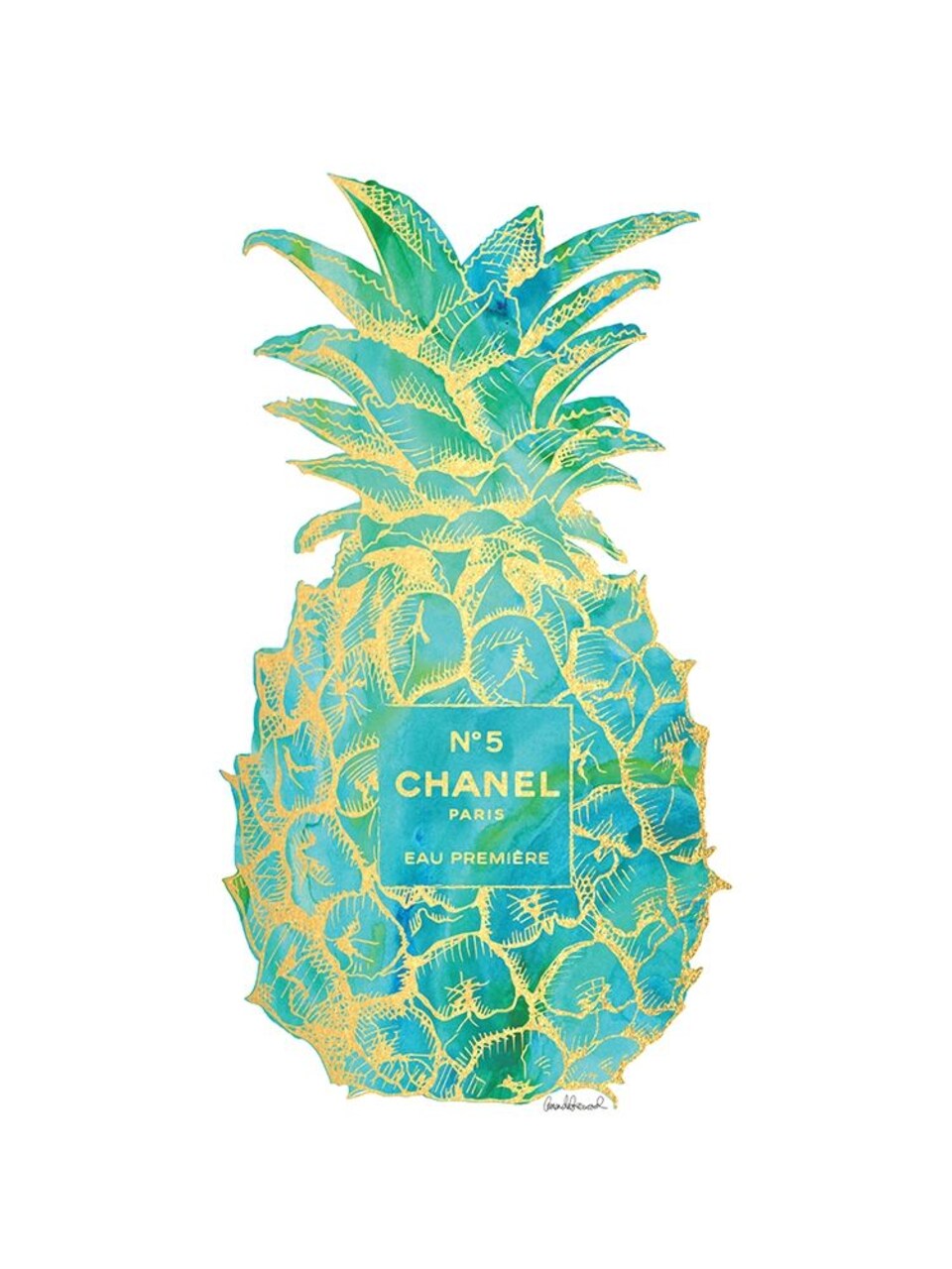Green Gold Pineapple Poster Print by Amanda Greenwood # AGD115349